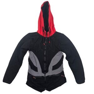 SuperX Miles Morales Spider-Verse Performance Full Zip Hoodie Black Red Small